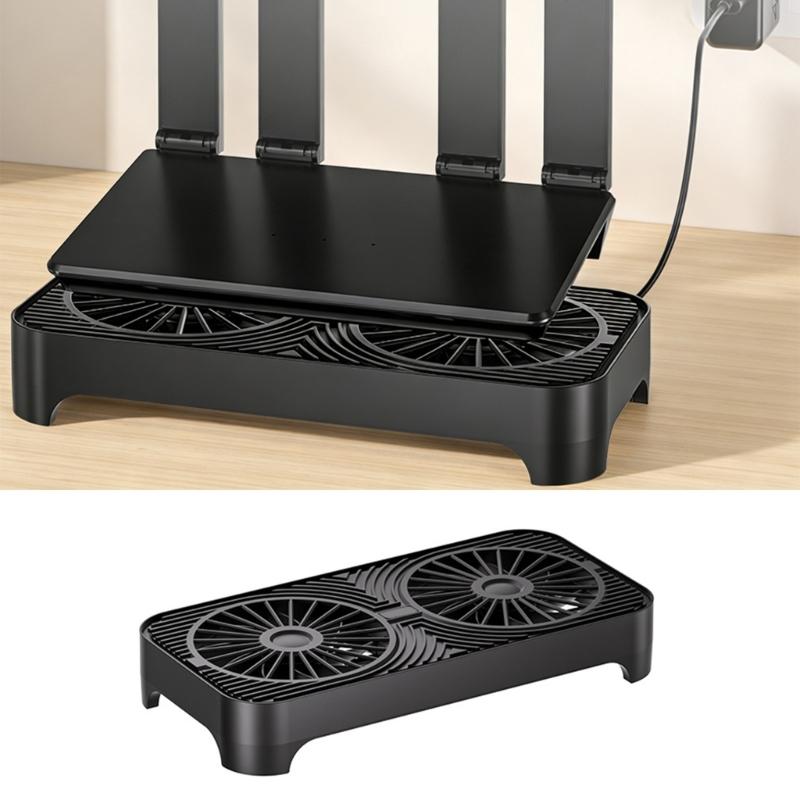 USB Powered Cooling Stand Double Fans Quiet Operation High Airflow Cooling Base for Home and Office