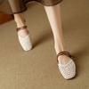 Krazing Pot Microfiber Mules Weaving Summer Size 41 Low Heels Slingback Party Shoes Women Square Toe Gladiator Hollow Out Pumps