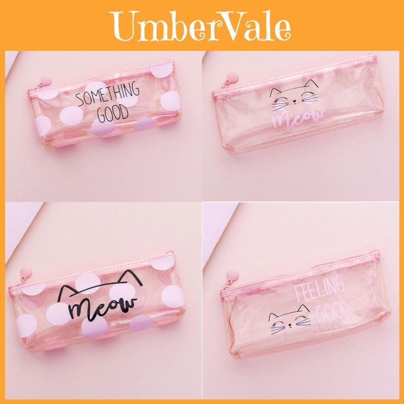 Korean Cute Cat Pen Case With Glitter Material For School And Office Supplies