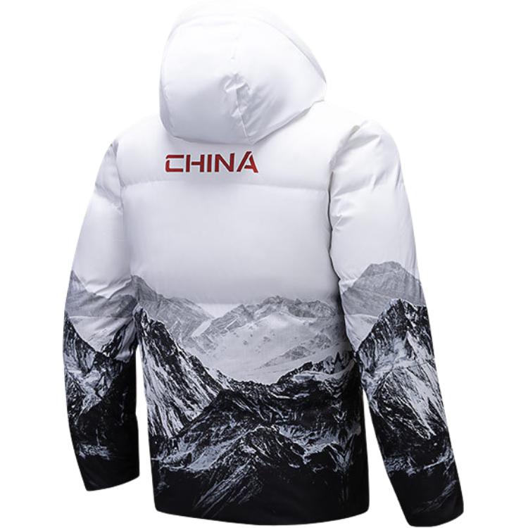 Anta Training Series Printed Letter Zipper Hooded Comfortable Breathable Versatile Casual Sports Down Jacket Men outerwear Pure-White 152517916-1