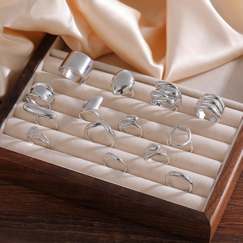 European and American style exaggerated design sense gold open ring set women's niche high-end sense joint ring fashion trend