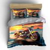 Sunset Beach Motorcycle Artwork Set Soft Comfortable Duvet Cover Bedding Set Included 1*Duvet Cover & 2*Pillowcases, Gift