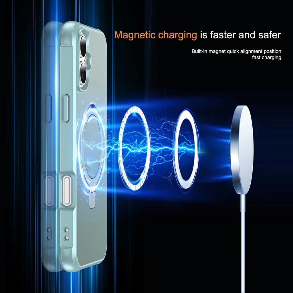 For iPhone 17 Case Compatible with MagSafe Ring Holder Kickstand TPU + PC Phone Cover