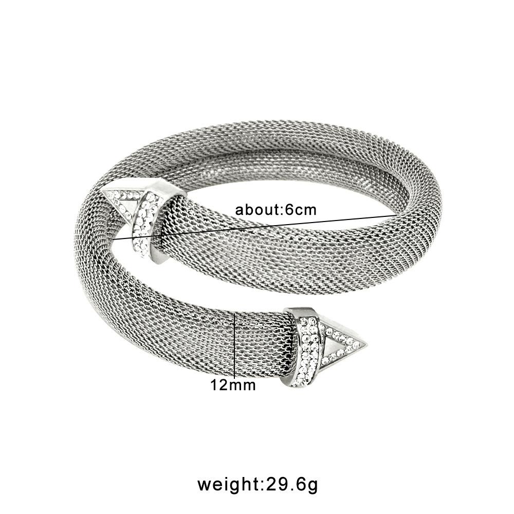 18K Gold Zirconia Titanium Steel Open Bangle - Retro Luxury High-End Bracelet.