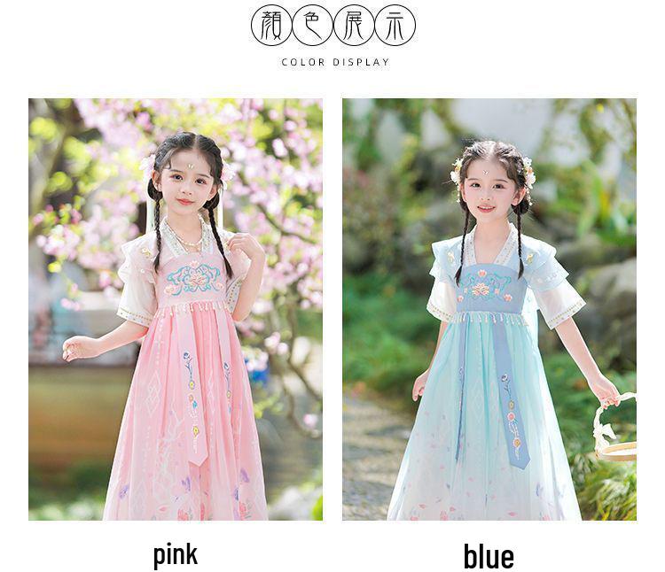 Girls' 2026 Summer Hanfu Dress: New Chinese Style Tang Suit Costume