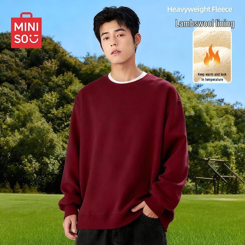 

MINISO Men s Plush Lined Crew Neck Sweatshirt 3XL