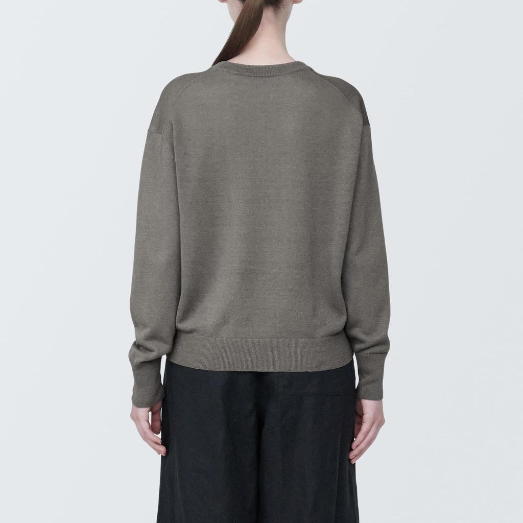 MUJI Hemp Blend Dark Mocha Size Size S Women's UV-Cut V-Neck Sweater, Brown, BA1OHA4S, Women's
