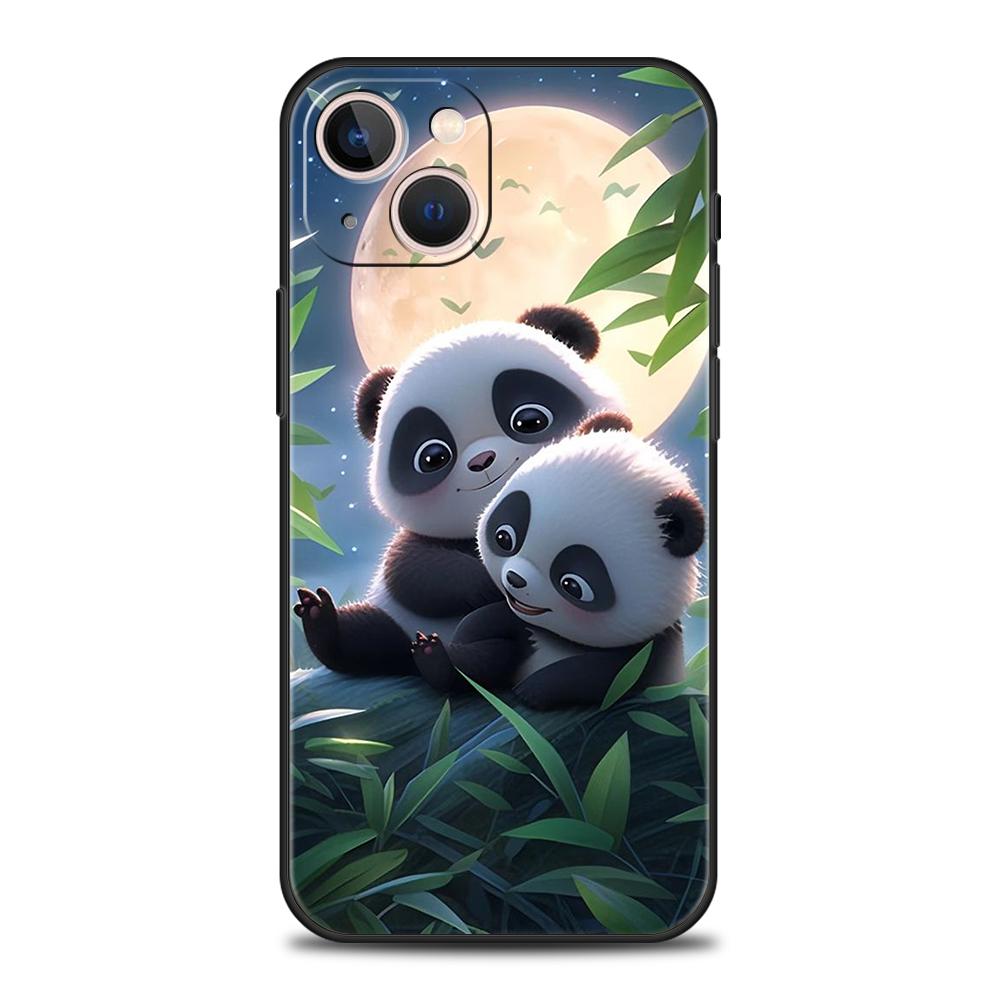 Cartoon Lovely Panda Phone Case for iPhone 16 15 14 13 12 Pro Max 11 Pro Max 7 8 Plus XS XR Shockproof Soft Shell Capas