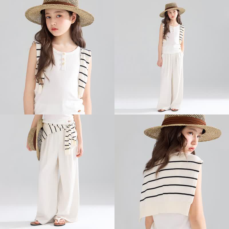 

Mucmukn Girls Wool Blend Striped Knitted Cardigan Shawl 130 cm One Size