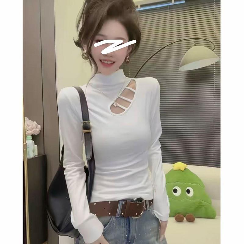 Women's Slim Fit Winter High Neck Brushed Cotton Long Sleeve Top
