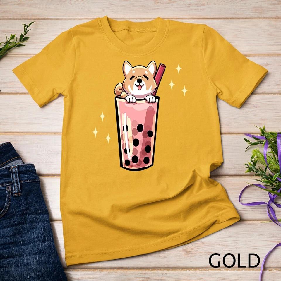 Shiba Inu Boba Bubble Milk Tea Kawaii Japanese Dog Owner Unisex T-shirt 3 3XL