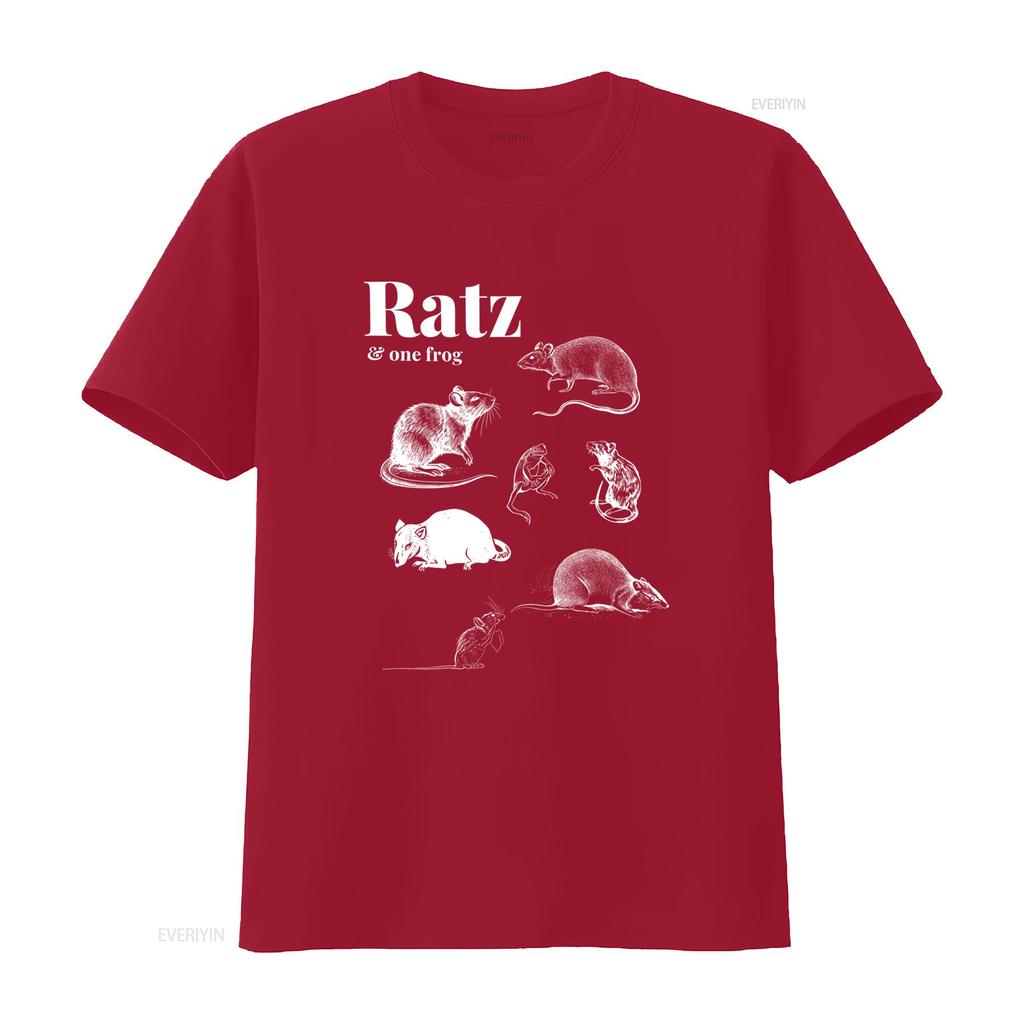 Garment Dyed T Shirt with Ratz One Frog Rat Pattern Print for Casual Fashion vintage Washed Soft designer clothes Stylish
