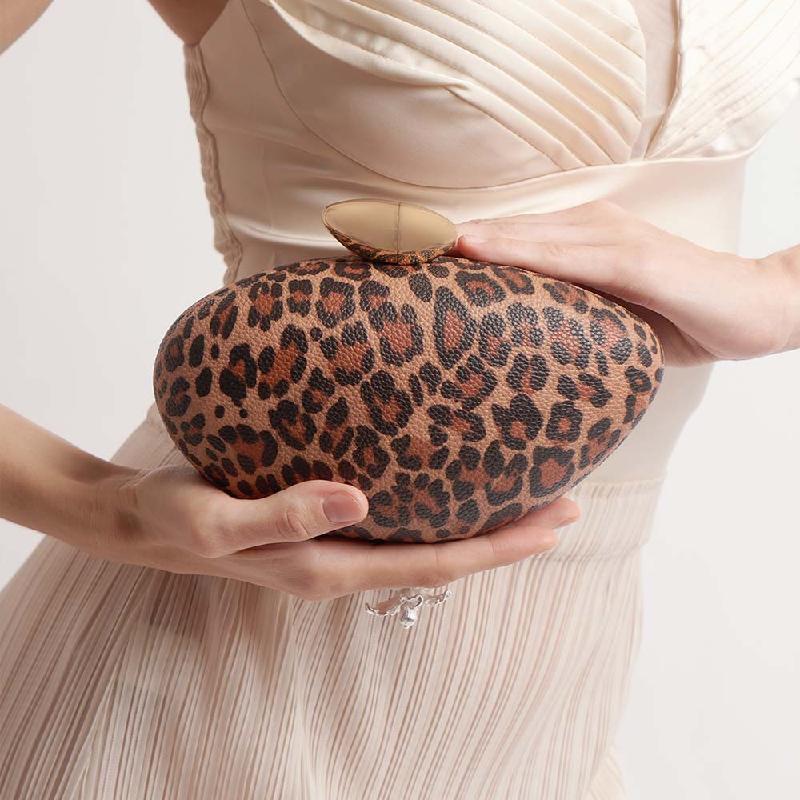 Leopard Print Wedding Pu Leather Evening Bag Crossbody New Bullet Fashion Clutch Shoulder Special Shape Women's Handbag Purses