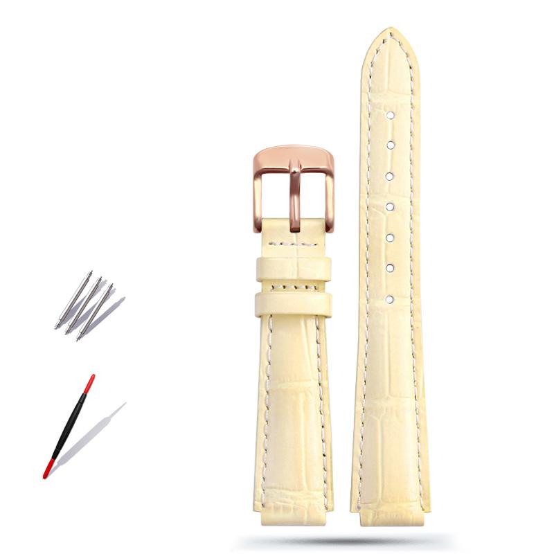 Pulseira de couro genuíno para relógio feminino Casio LTP-2069 LTP-V007 V300 VT01 com pulseira convexa 14mm