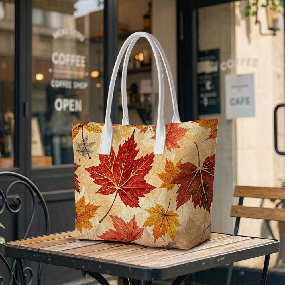 Fall Maple Leaf Print Tote Bag Fashion Casual Large Capacity Daily Outdoor Handbag