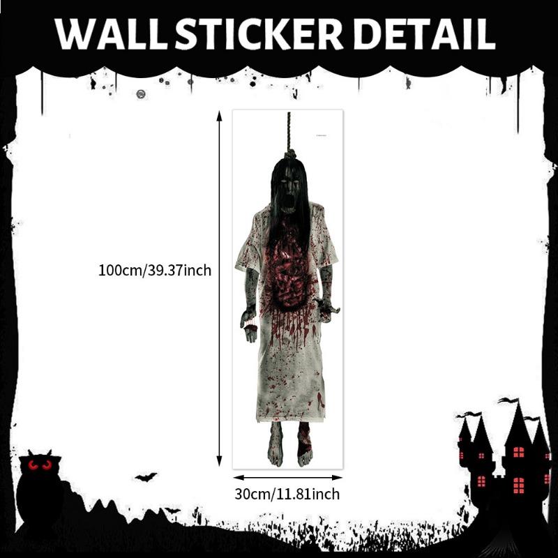 Halloween Decorative Window Stickers PVC Material Skeleton Wall Sticker Terrifying Female Ghost Decorative Door Sticker