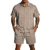 Men's Casual Two Piece Set Short Sleeve Button Down Shirt with Matching Shorts Lightweight Summer Outfit for Outdoor Activities