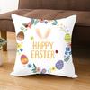 Throw Pillow Case Rabbits Colorful Eggs Carrots Home Decoration Polyester Peach Skin Easter Party Pillow Cover for Indoor