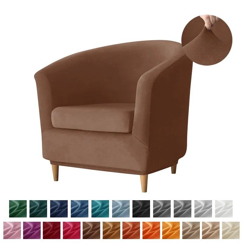 Velvet Tub Sofa Cover Stretch Soft Single Club Bath Sofa Chair Slipcover Bar Counter Armchair Covers with Seat Cover Home Hotel