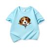 Kids Cotton T Shirt Cute Beagle Puppy Dog Zipper Print Crew Neck Short Sleeve Tee Casual Breathable Boys Girls Summer Tops