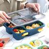 Oanawy Lunch Tray, Student Lunch Box, Employee Cafeteria, with Lid, Airtight, Microwaveable (Red, 4 Grids)