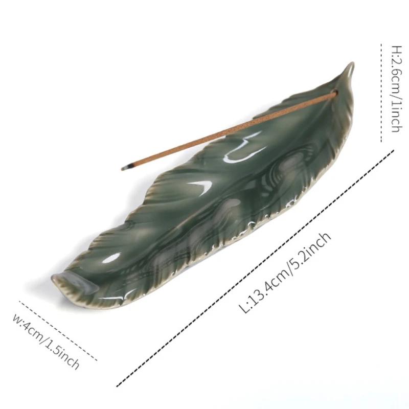 1 Stück Kreativer Räucherstäbchenbrenner aus Keramik, Celadon-Feder-Design, geeignet als Geschenk für Freunde und Familie, Teehaustier, Heimdekoration