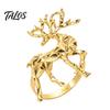 Formal Dinner Table Decor Christmas Deer Napkin Ring, Faceted Metal Elk Holder, Reusable Silver Ring for Xmas Holiday Wedding Receptions Dining