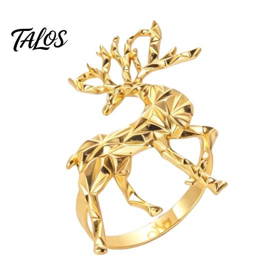Formal Dinner Table Decor Christmas Deer Napkin Ring, Faceted Metal Elk Holder, Reusable Silver Ring for Xmas Holiday Wedding Receptions Dining