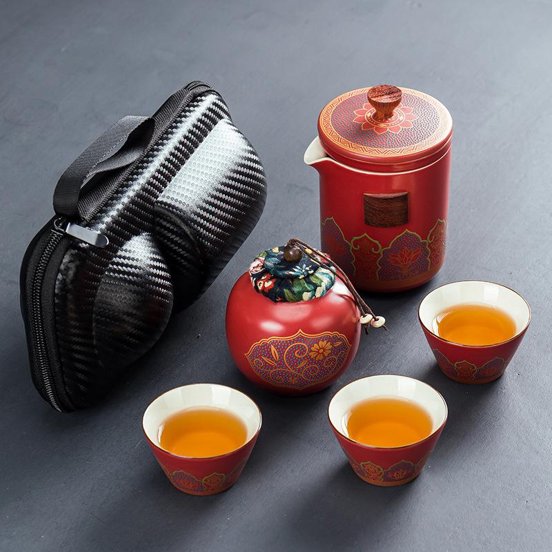 Travel Kung Fu tea set portable express cup company opening business advertising gift print light luxury retro