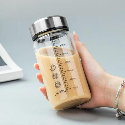 Microwave-Safe Heat-Resistant Glass Breakfast Cup with Lid