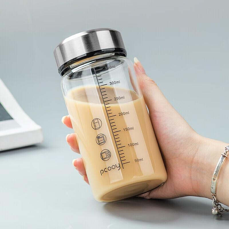 Microwave-Safe Heat-Resistant Glass Breakfast Cup with Lid