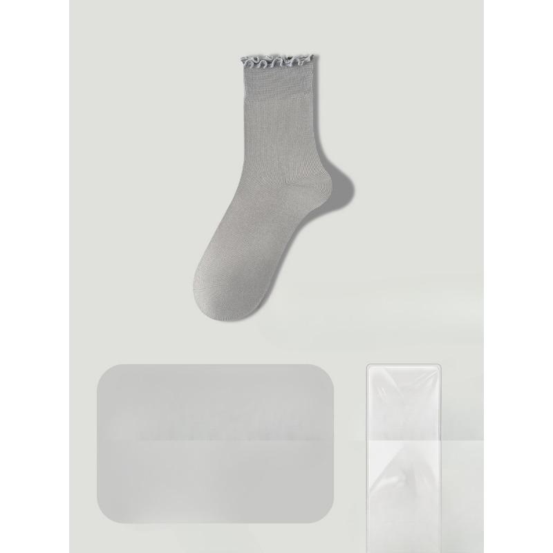 

Женские модные весенне-осенние носки из махрового хлопка с вышивкой и кружевом «грибок», влагоотводящие, дезодорирующие 1 pair серый