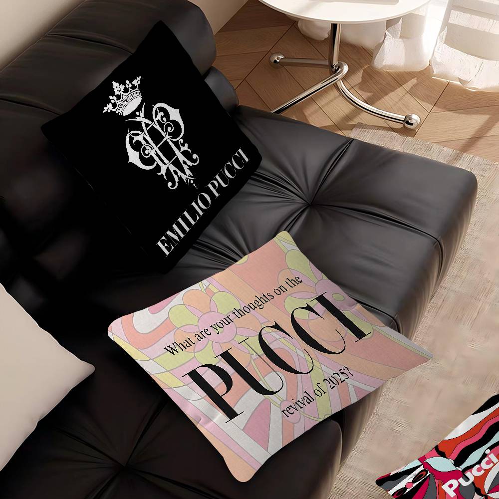 E-Emilios P-PucciS Logo 45*45cm Cushion Cover Pillow Cover Decor Pillowcase Home Pillowcase For Couch Pillow