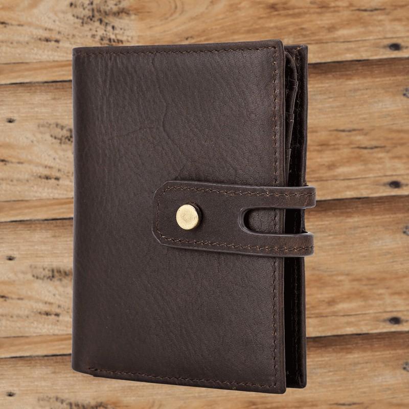 Retro Crazy Horse Leather Men's Wallet Buckle RFID Anti Theft Brush
