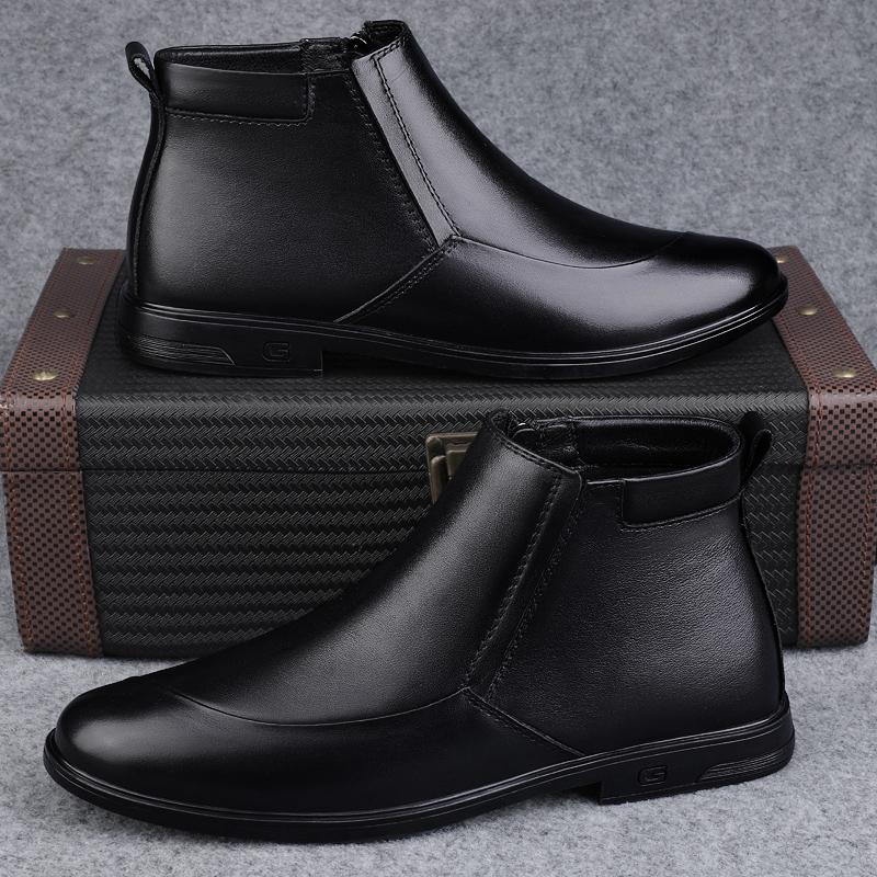 Pánské Klasické Kotníkové Boty z Pravé Kůže Módní Britský Styl Ležérní Kožené Protiskluzové Boty Vysoce Kvalitní Kotníkové Boty Nadměrná Velikost 36-46
