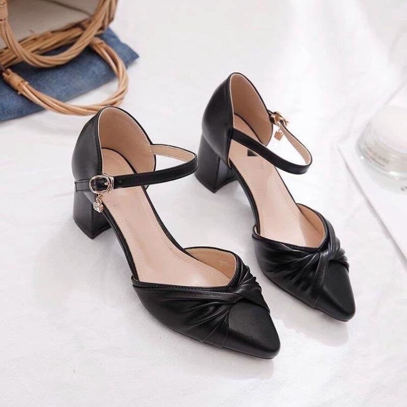 

New Style Single-heel Baggy Sandals, Women s High-heeled Pointed-toe Open-toe Shoes 34