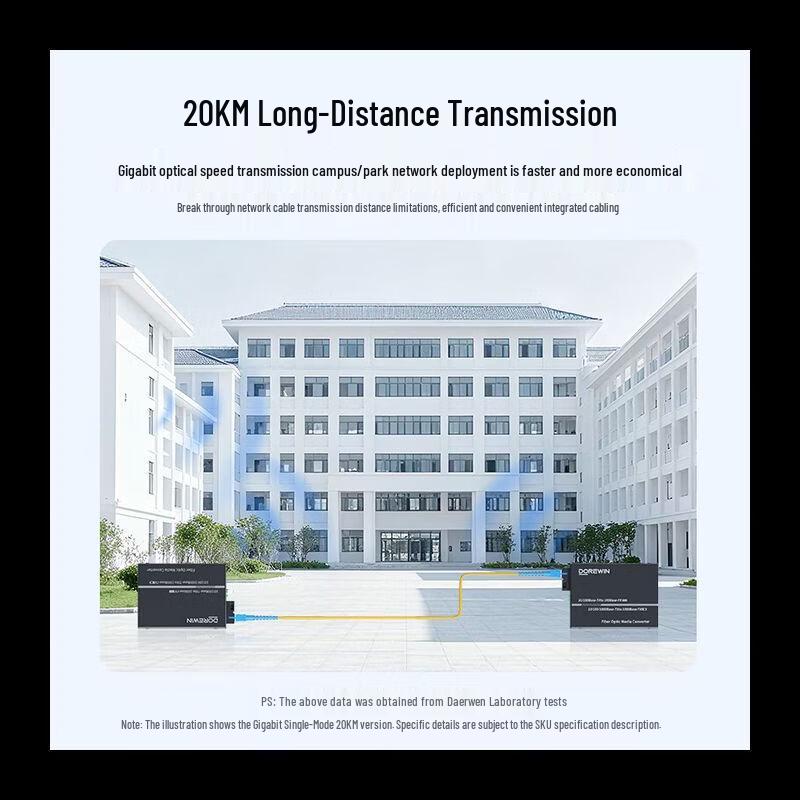 Dorewin Gigabit Single-Fiber 3KM Fiber Optic Transceiver Pair