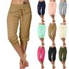 Calças para mulheres Casual Verão Cordão Cintura Elástica Calça Com Bolsos