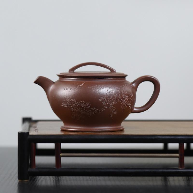 220ml High-end Yixing Purple Clay Teapots Handmade Large Caliber Pot Raw Ore Purple Mud Kettle Chinese Zisha Tea Set Tea Items