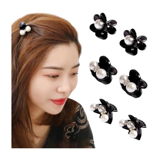 Hair Clip Small Mini Hair Clip Mini Round Pearl Hair Clip Cute Girl Hairpin Style Strong, Durable, Simple, Mini, Pearl Clip (Set of 6)