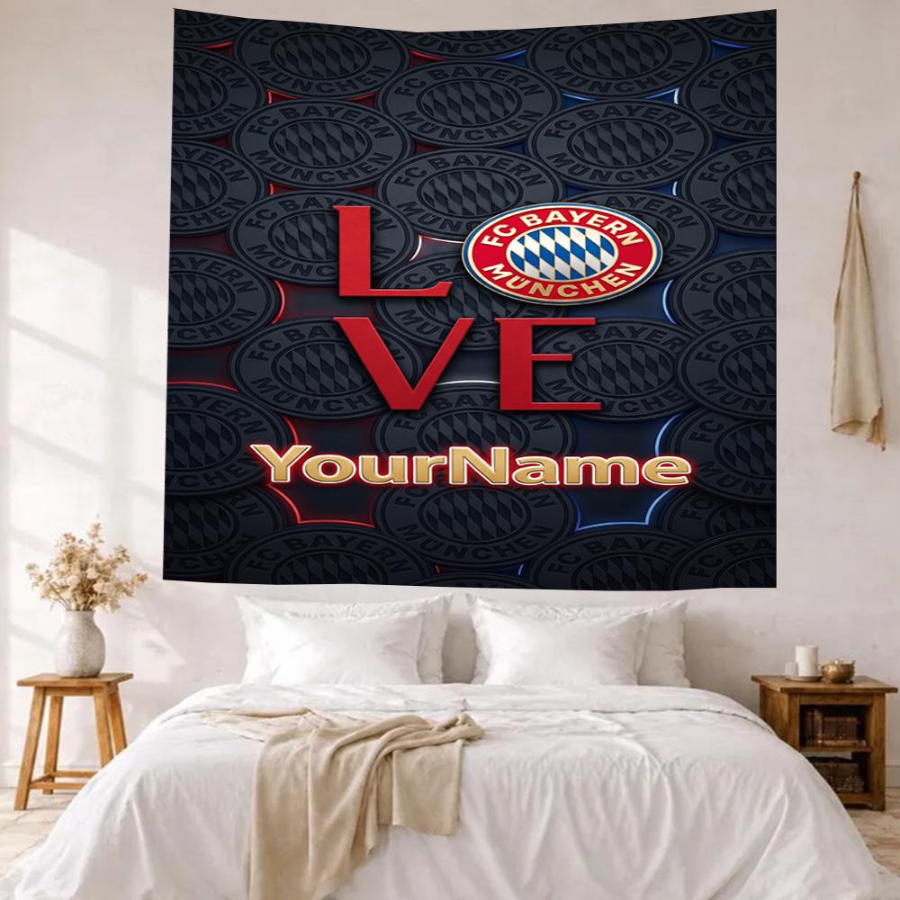 Bayern Munich Custom Your Name Wall Decor Tapestry Art For Pet Memorial Birthdaywedding Party Backdrop Family Gift