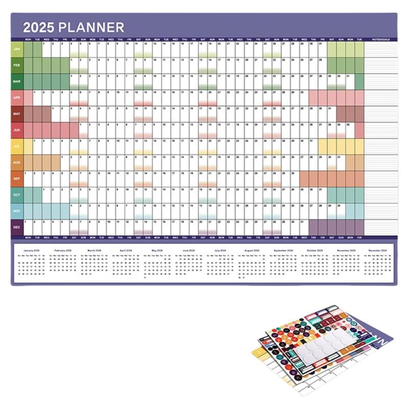 2025 Year Yearly Planner Wall Calendar Office Home Wall Organizers Planner from 01/2025 To 12/2025