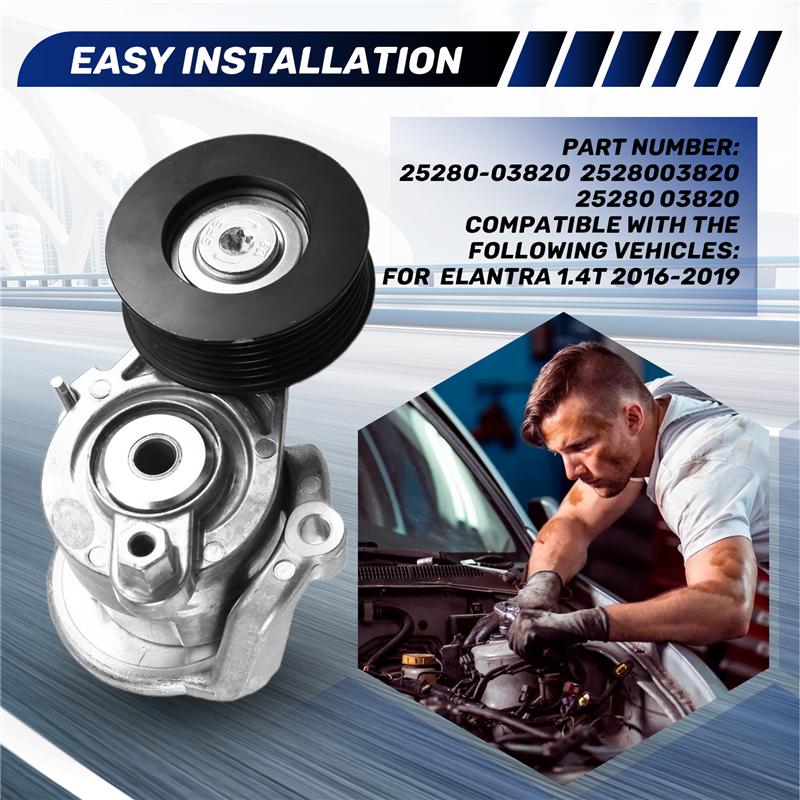 AUTO Automotive Belt Tensioner Pulley For Hyundai Elantra Ix25 Lafesta & Kia K3 Sportage 1.4T 2016-, OEM 25280-03820