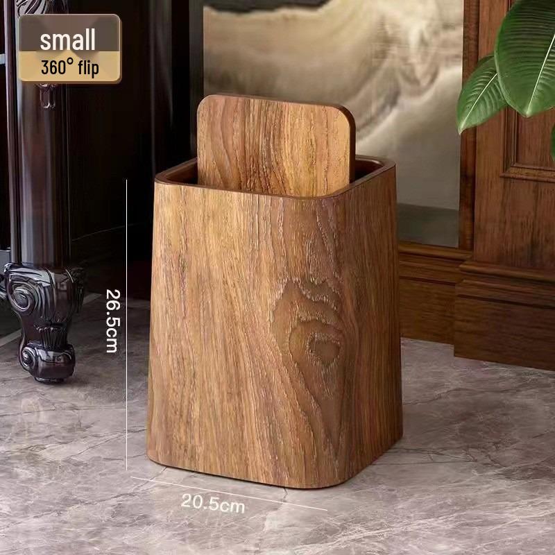 

Retro Style Faux Wood Grain Large Capacity Trash Can for Home and Hotel Use