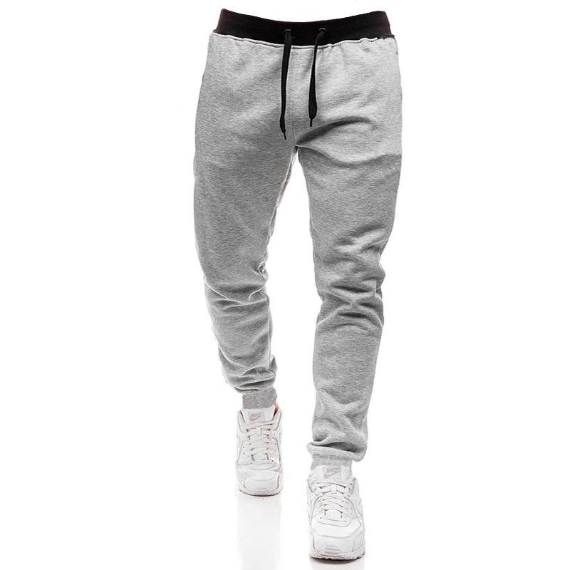 European & American Sports Pants: Men's Fitness Jogging Trousers for Spring/Autumn - Solid Color Fashion Casual Wear