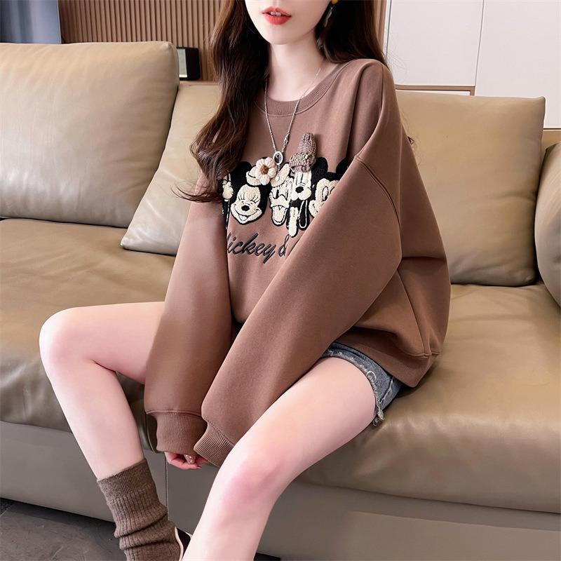 Women Casual Loose Long Sleeve Cropped Trendy Pullover Sweatshirt