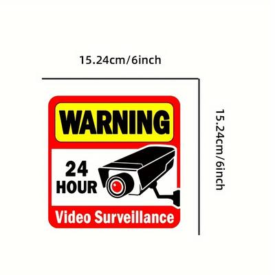 2PCS Warning Stickers 24 HOUR VIDEO Surveillance Security Camera Alarm Sticker CCTV Video Warning Tape Home Store School Etc.
