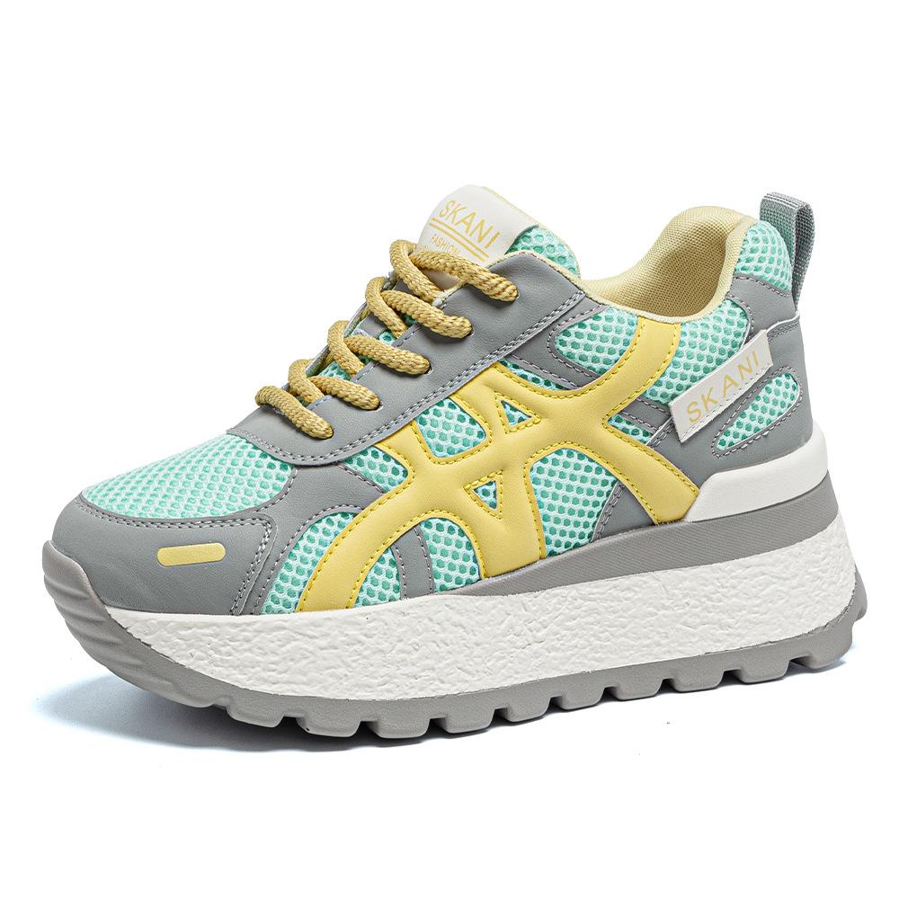 2026 autumn new inner heightening platform casual dad shoes lace-up wedge small single shoes heightening student shoes women's shoes