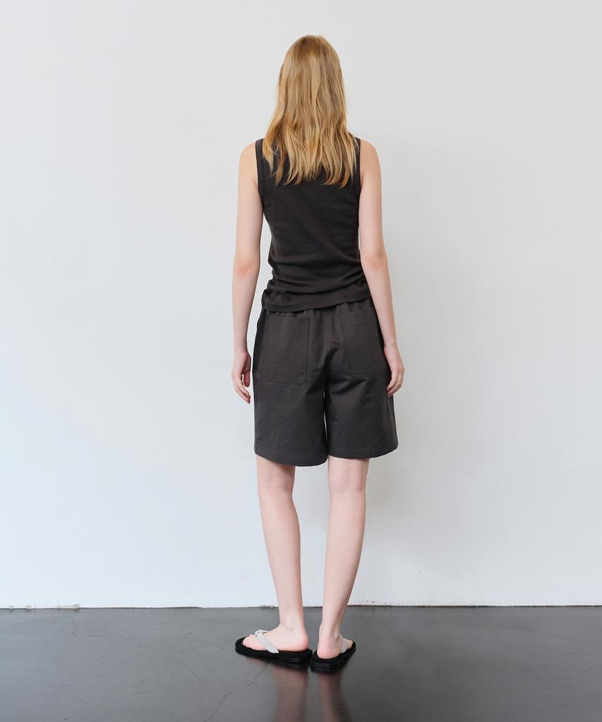 THERYE Linen Blend Half Shorts(Charcoal)
