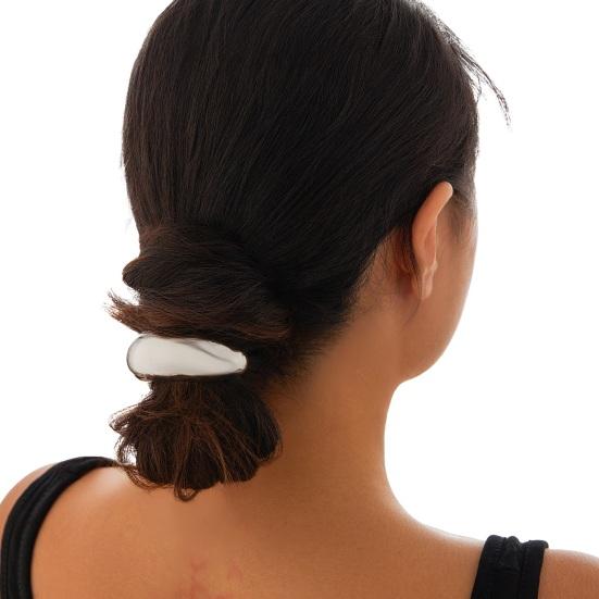 Geometric Metal Hair Tie, Alloy Elastic Ponytail Holder for Women, Minimalist Square Hair Ring for Daily Commuting Use
